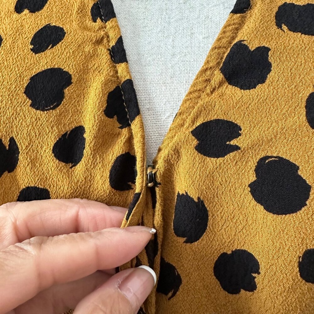 Madewell Mustard Yellow Polka Dot Wrap Blouse - Picture 9 of 11
